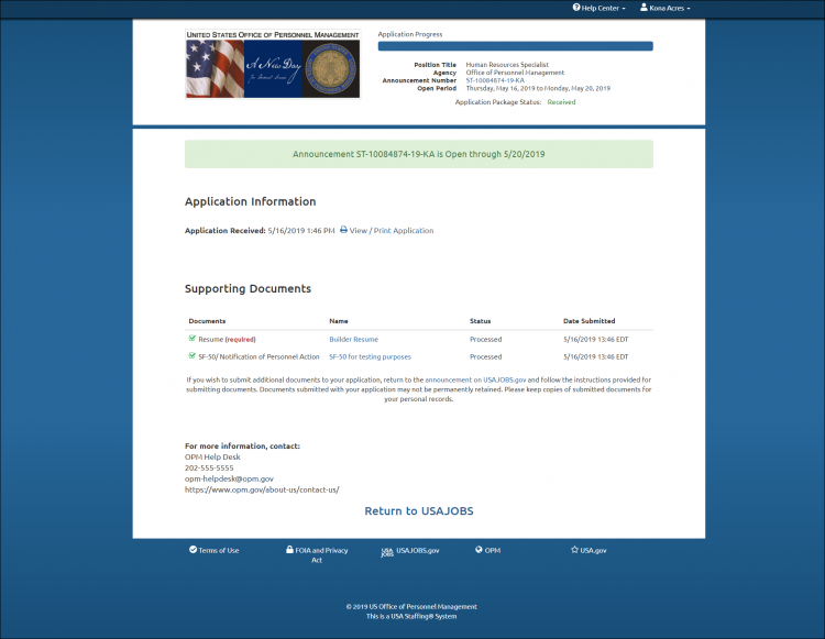 Status page