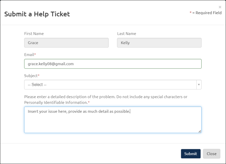 Submit a Help Ticket