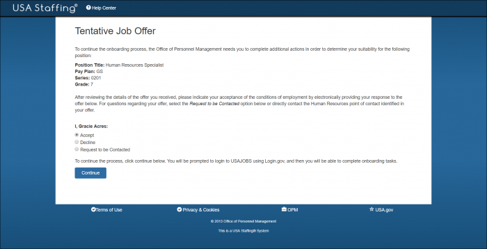 Selectee Onboarding Manager Welcome Page