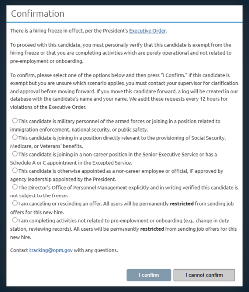 New Hire Confirmation Modal