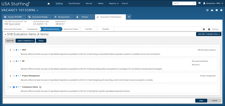 Delete a SME Evaluation item