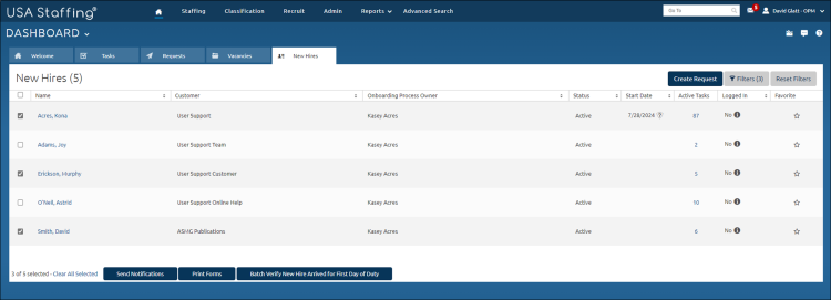 Sending multiple new hire notifications