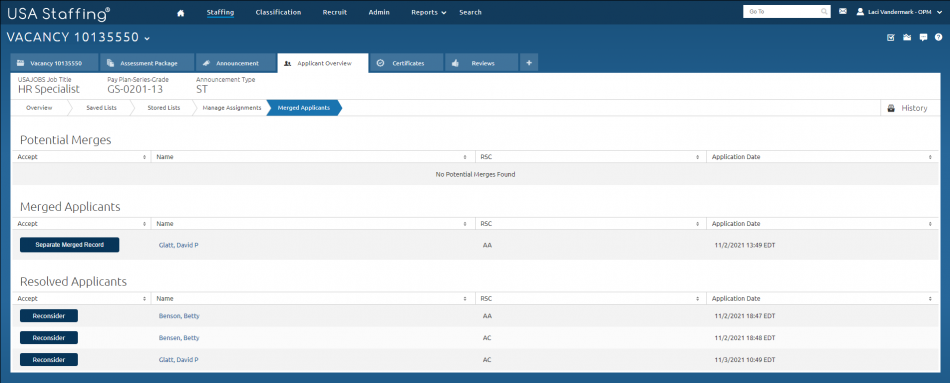 Saved Lists page