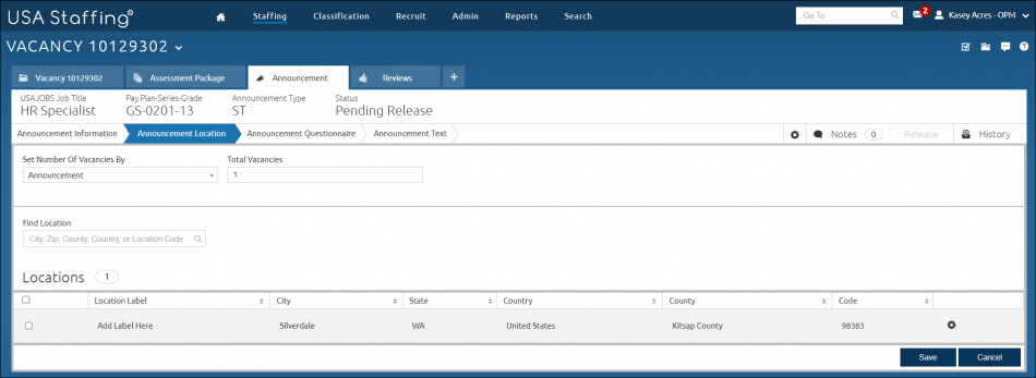Announcement Tab_Announcement Location Page