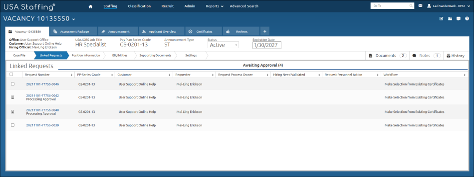 Linked Request processing