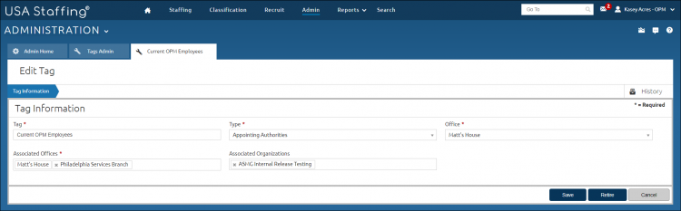 Customer Admin tab