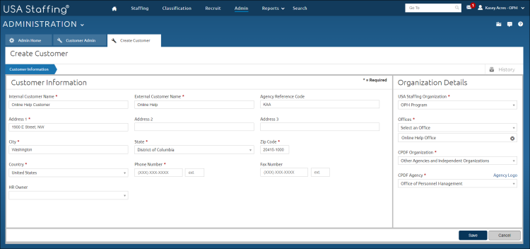 new customer tab