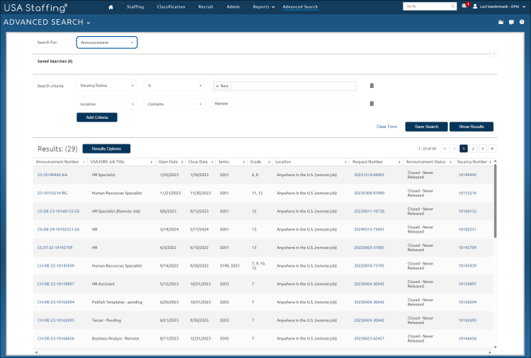 Advanced Search Page