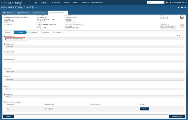 Contact page