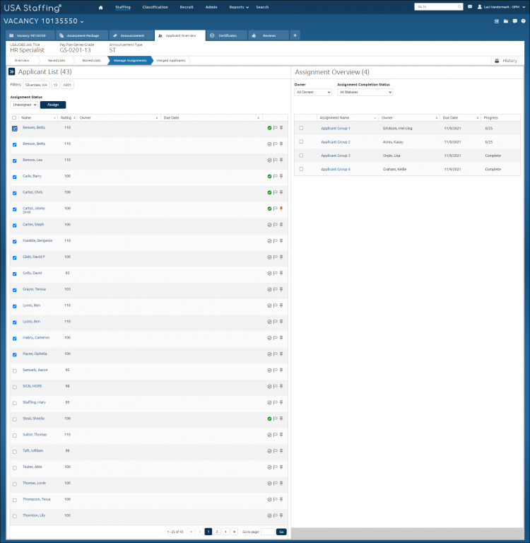 Manage Assignments