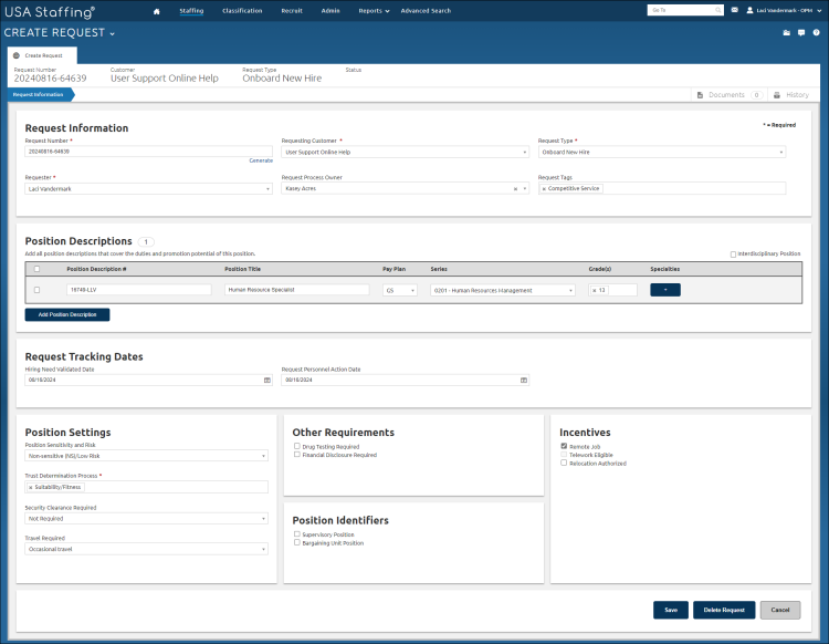 Incomplete New Hire Request