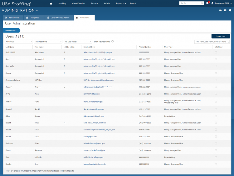 Manage Existing users