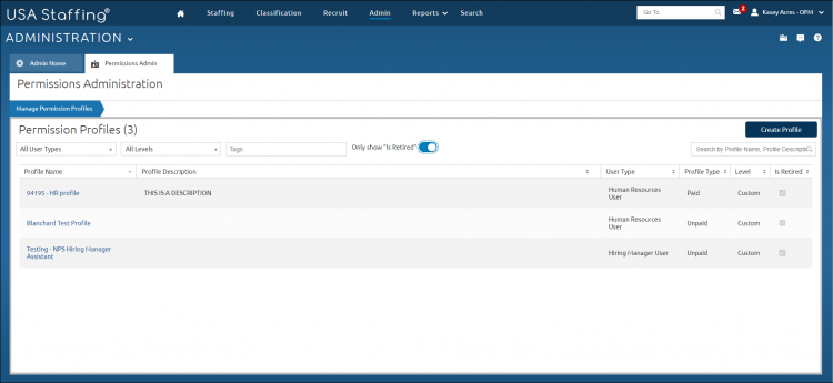 Retire permission profile