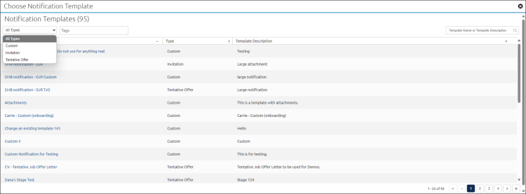Choose Notification Template