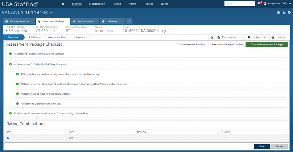 Assessment Overview Page