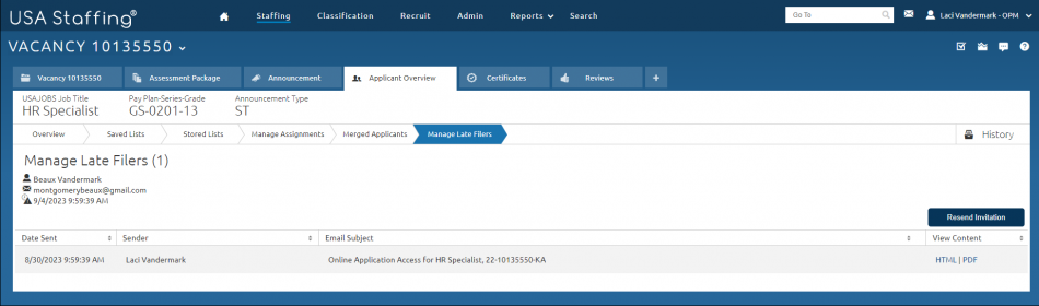 Saved Lists page