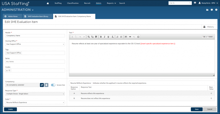 SME Evaluation Item