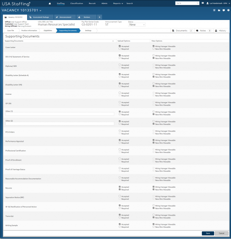 Supporting Documents Page
