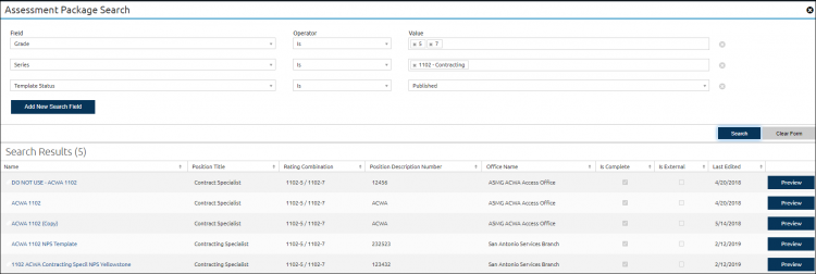 Add Assessment Package Template