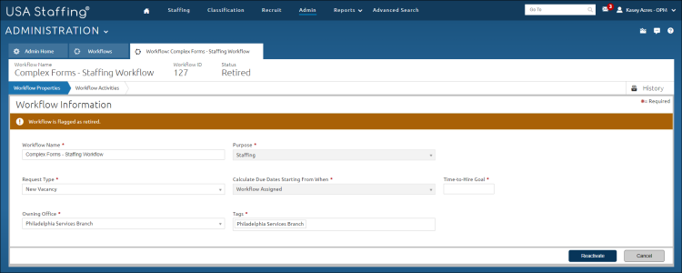 Reactivating a workflow
