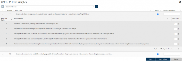 rating criteria