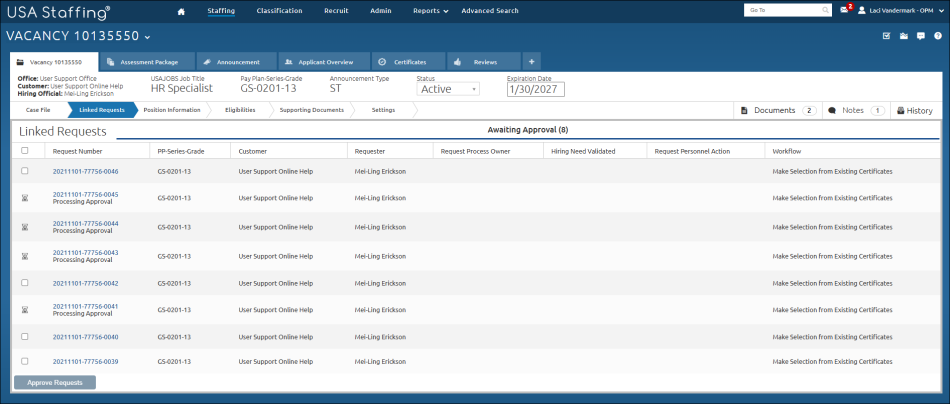 Linked Request processing