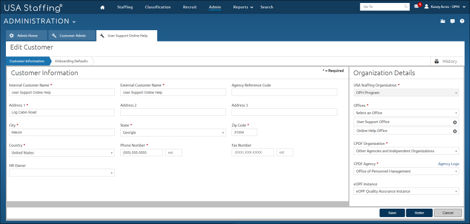 new customer tab
