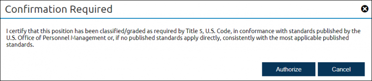 Authorizations pop-up