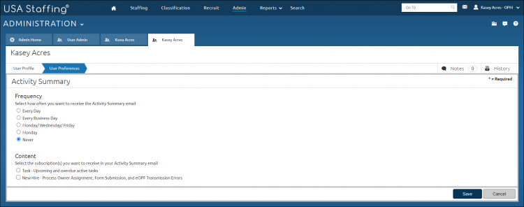 user preferences