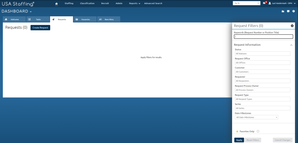 Request tab