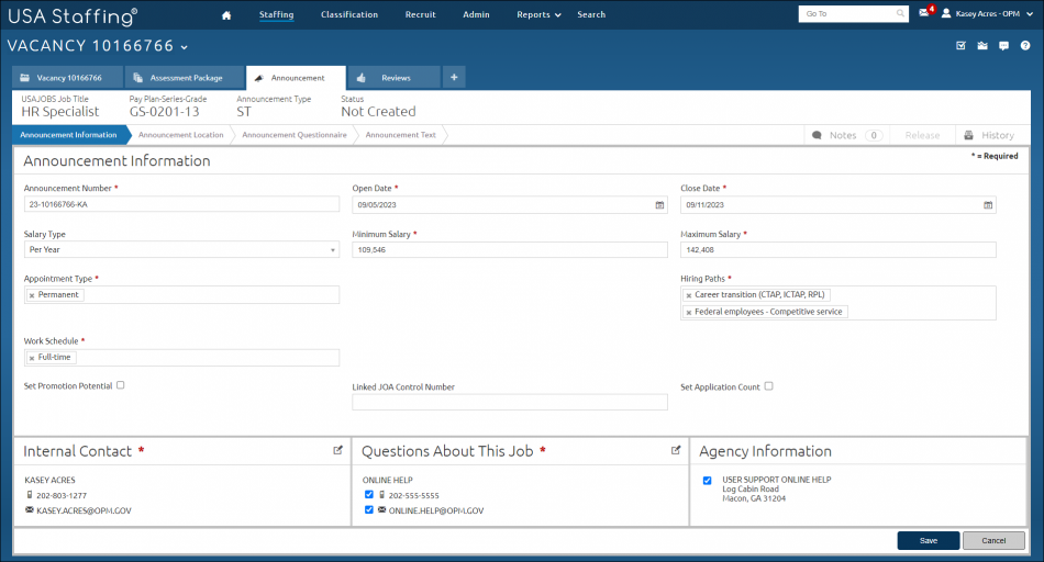 Announcement Tab_Announcement Information Page