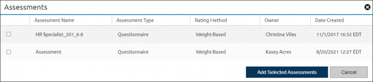 Add Assessment to Review