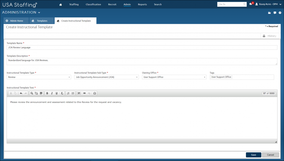 Instructional template