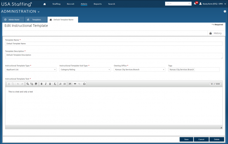 Instructional Template page