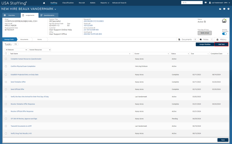 Task table