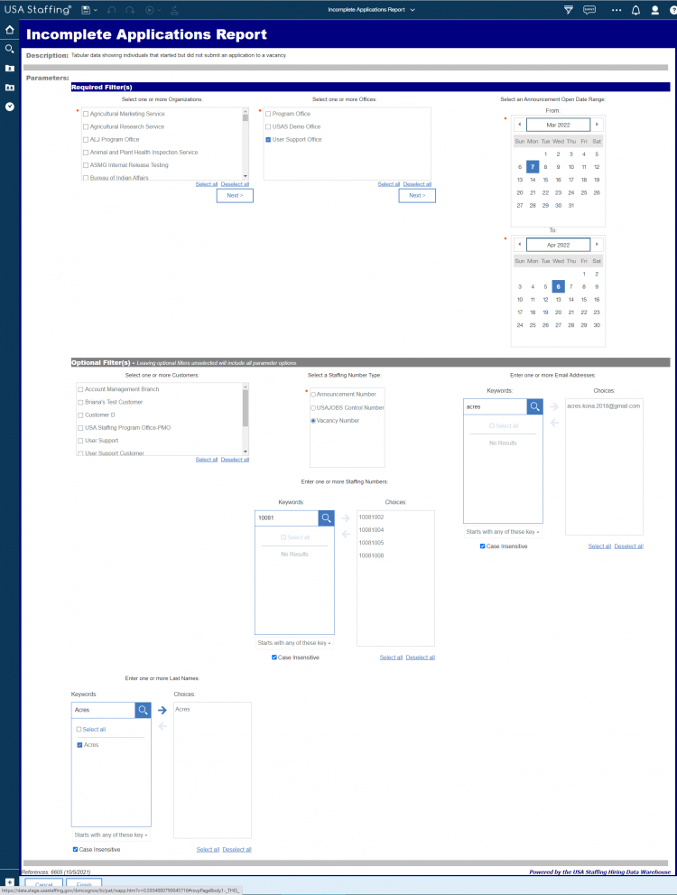 Incomplete applications criteria