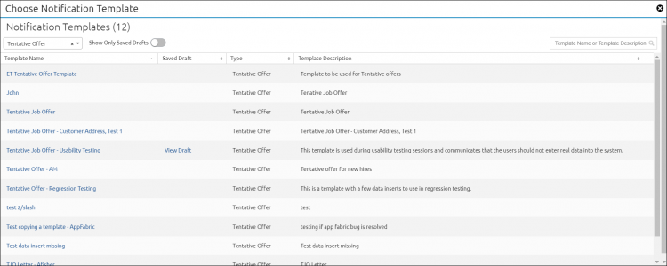 View Draft New Hire Notification