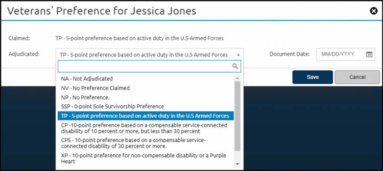 Applicant Adjudicating Veterans Preference