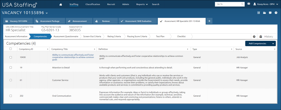 Competencies Page