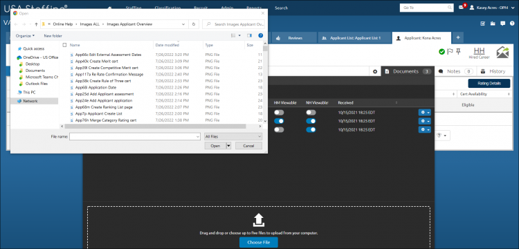 Upload applicant documents