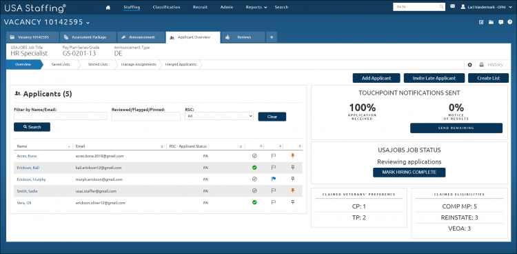 Applicant Overview Tab