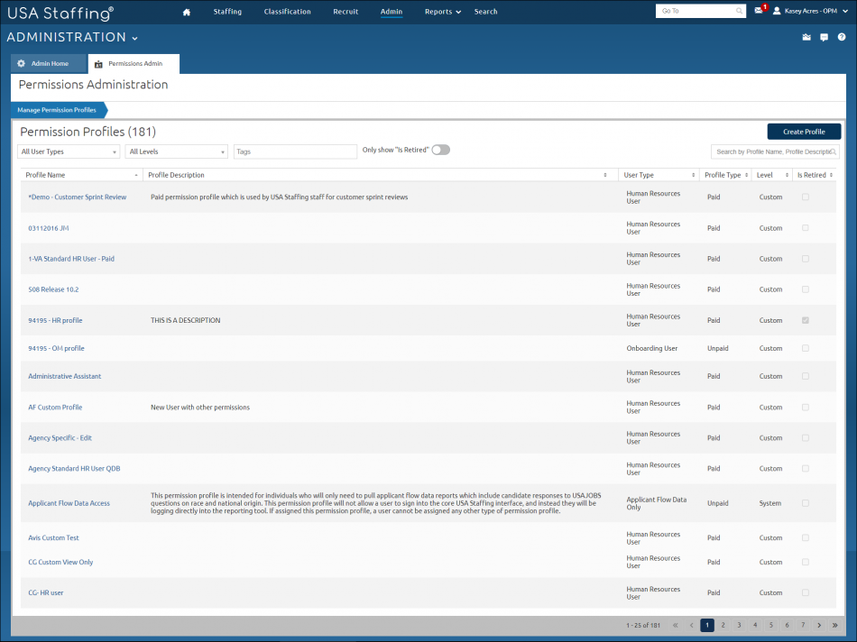 Permission profiles