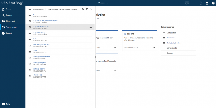 Cognos report list