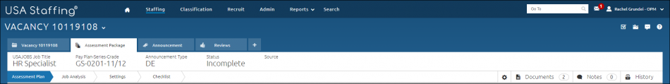 Assessment Package Tab_Overview Page