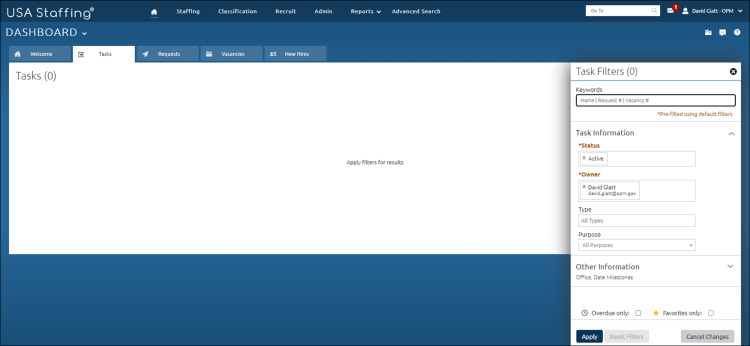 Filtering tasks