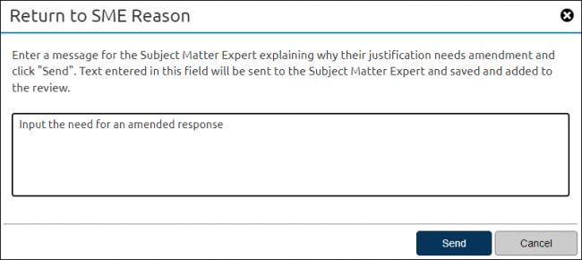 Return SME justification