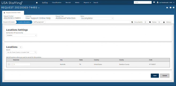 Request Location Page