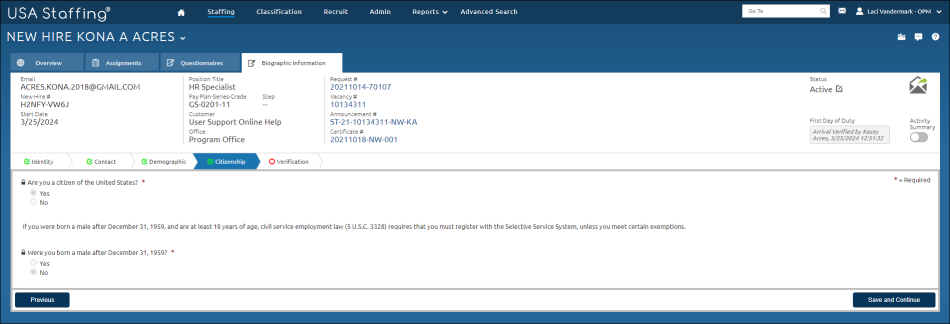 Citizenship tab