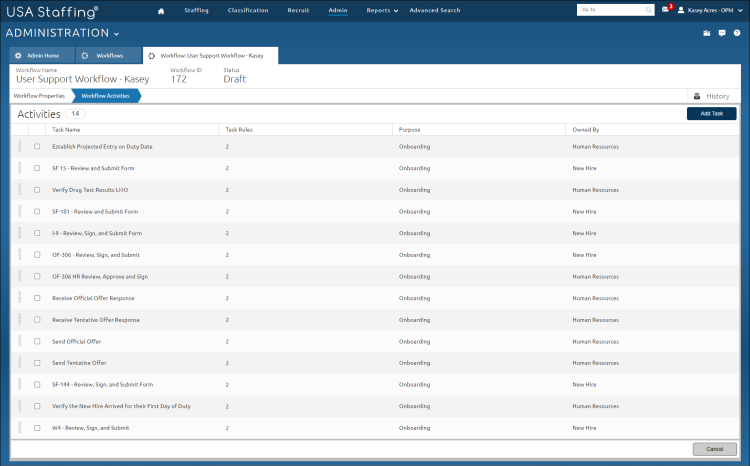 Add Onboarding Tasks to a Workflow