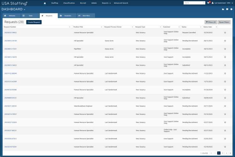 Request information tab